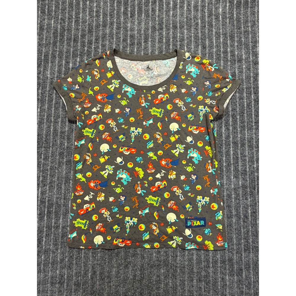 Disney Parks Pixar T-Shirt Small All Over Print Characters Kidcore Nostalgia